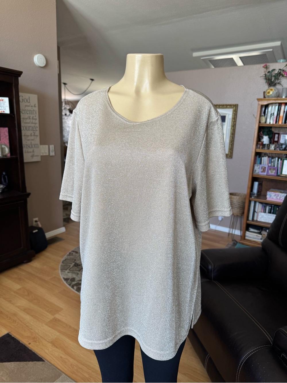 Notations champagne sparkle blouse with short sleeves-size 1X